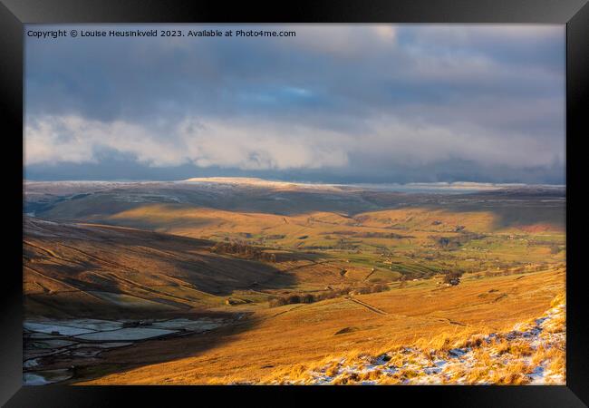 Upper Wensleydale from B6255, North Yorkshire Framed Print by Louise Heusinkveld