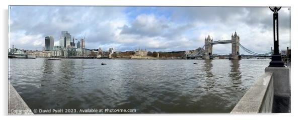City Of London And Thames Panorama  Acrylic by David Pyatt