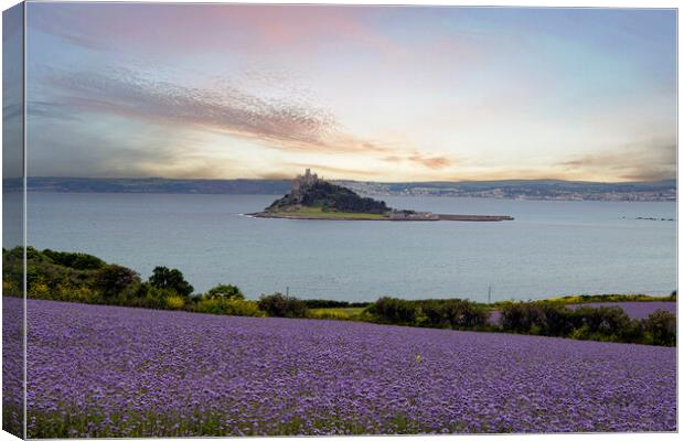 Majestic Sunset at St Michaels Mount Canvas Print by kathy white