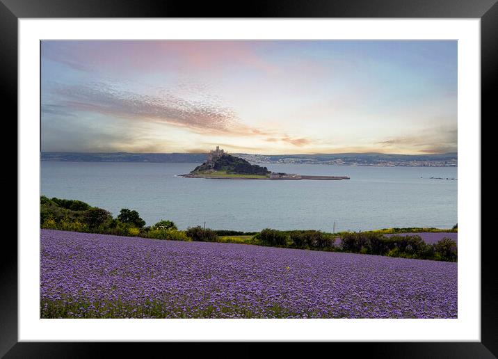 Majestic Sunset at St Michaels Mount Framed Mounted Print by kathy white