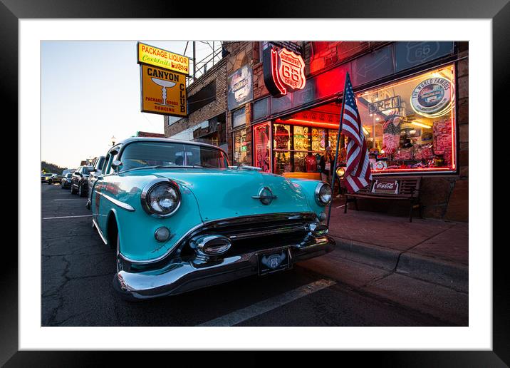 American car Route 66 Framed Mounted Print by robert walkley
