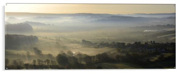 Misty Morning Panorama Acrylic by David Neighbour