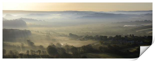 Misty Morning Panorama Print by David Neighbour