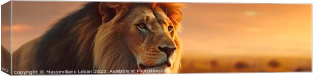 A lion watches his dinner Canvas Print by Massimiliano Leban