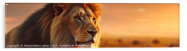 A lion watches his dinner Acrylic by Massimiliano Leban