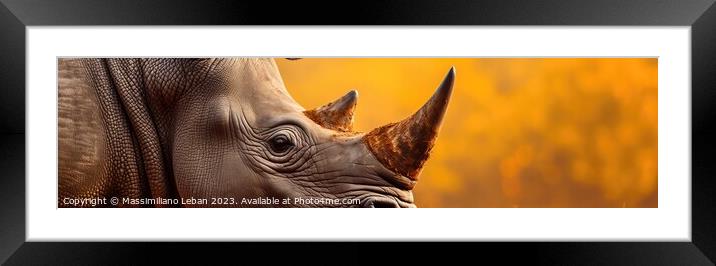 Rhino horns Framed Mounted Print by Massimiliano Leban