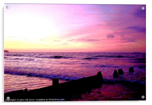 Red Dawn Seascape Acrylic by john hill