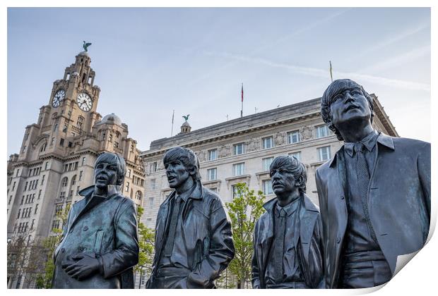 The Beatles Statue on the Liverpool waterferfront Print by Jason Wells