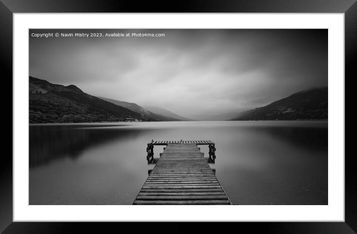 A view of a jetty on Loch Earn, Perthshire Framed Mounted Print by Navin Mistry