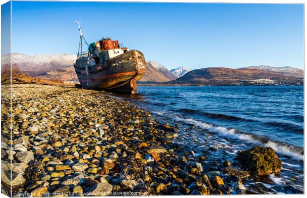 Corpach Boat Wreck Canvas Print by Jim Monk