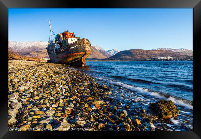 Corpach Boat Wreck Framed Print by Jim Monk