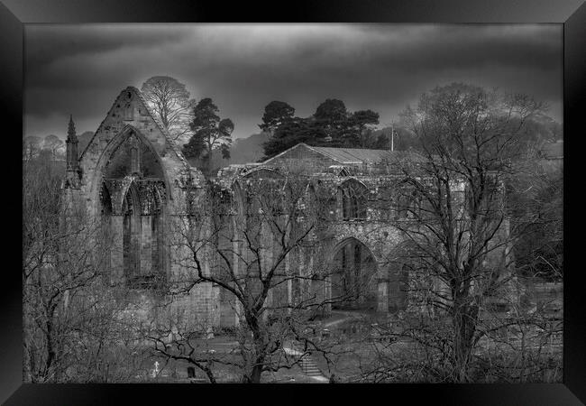 Bolton Abbey Winter Scene  Framed Print by Glen Allen