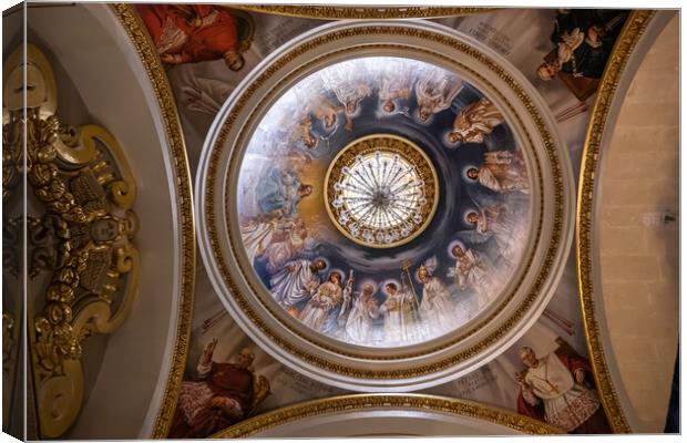 Cathedral of the Assumption Ceiling in Gozo, Malta Canvas Print by Artur Bogacki
