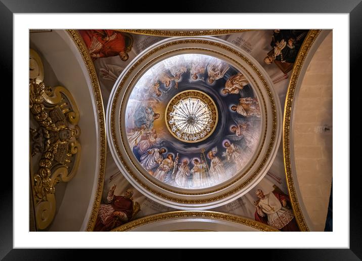 Cathedral of the Assumption Ceiling in Gozo, Malta Framed Mounted Print by Artur Bogacki