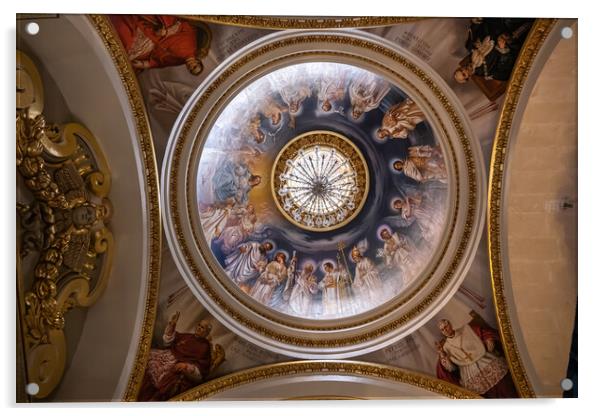 Cathedral of the Assumption Ceiling in Gozo, Malta Acrylic by Artur Bogacki