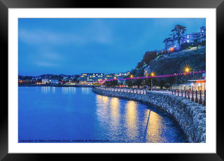 Torbay At Night Framed Mounted Print by Alison Chambers