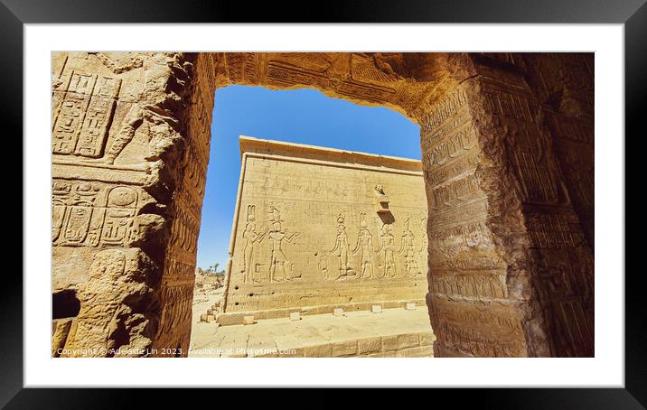 Cleopatra and Caesarion on Temple of Hathor at Den Framed Mounted Print by Adelaide Lin