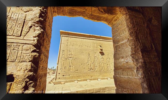 Cleopatra and Caesarion on Temple of Hathor at Den Framed Print by Adelaide Lin