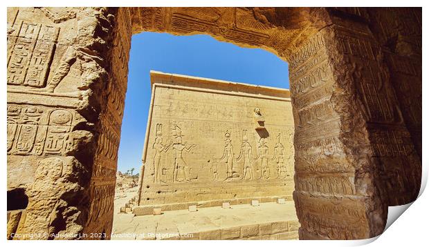 Cleopatra and Caesarion on Temple of Hathor at Den Print by Adelaide Lin