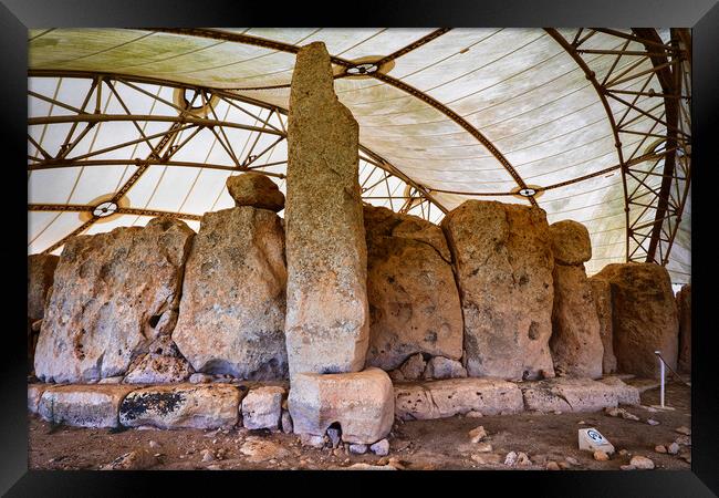 Hagar Qim Megalithic Temple In Malta Framed Print by Artur Bogacki