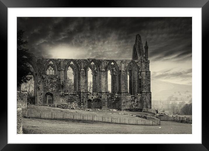 Bolton Abbey Gothic Sepia Framed Mounted Print by Glen Allen