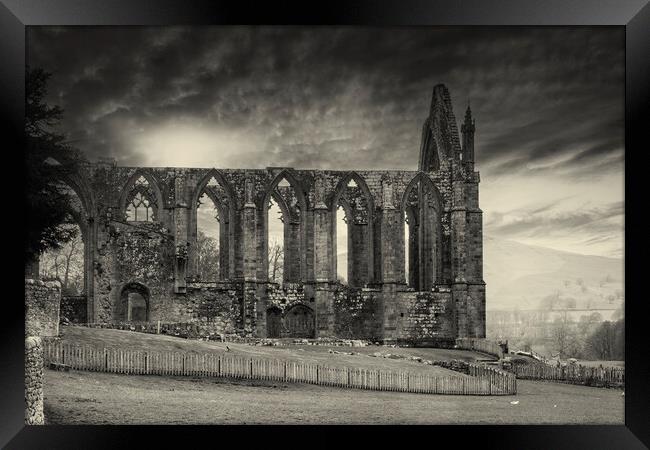Bolton Abbey Gothic Sepia Framed Print by Glen Allen