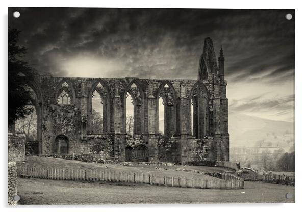 Bolton Abbey Gothic Sepia Acrylic by Glen Allen