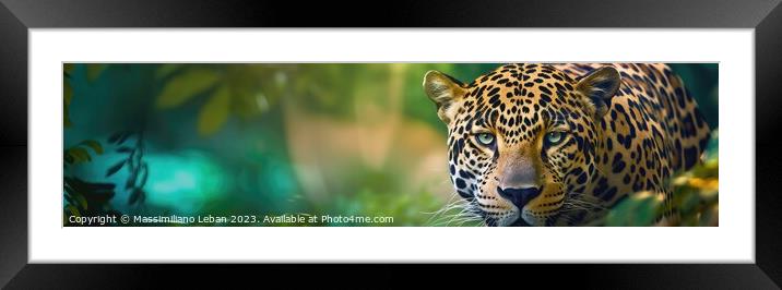 Leopard Framed Mounted Print by Massimiliano Leban
