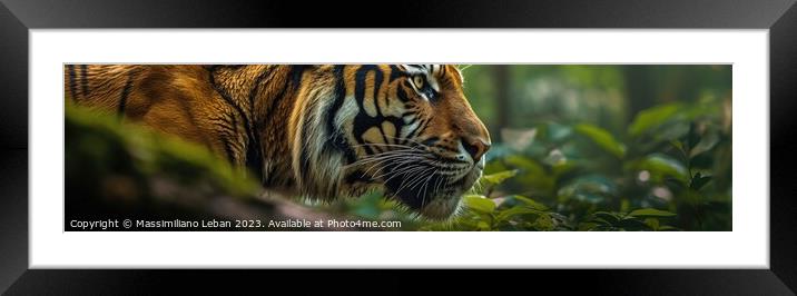Tiger in the forest Framed Mounted Print by Massimiliano Leban