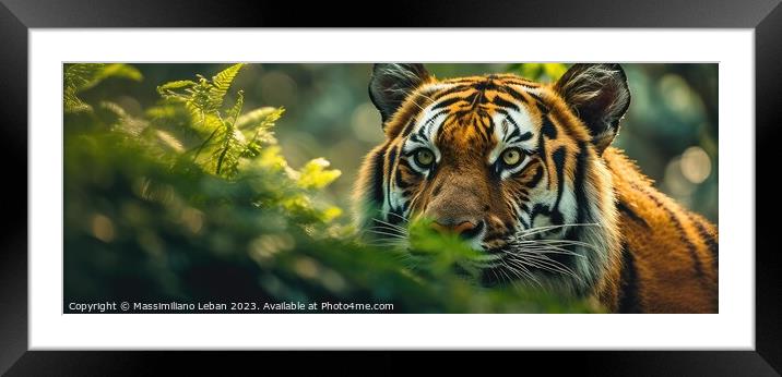 Tiger face Framed Mounted Print by Massimiliano Leban