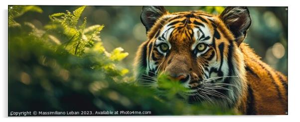 Tiger face Acrylic by Massimiliano Leban