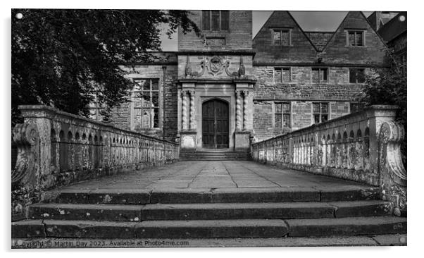 Rufford Abbey Entrance Monochrome Acrylic by Martin Day