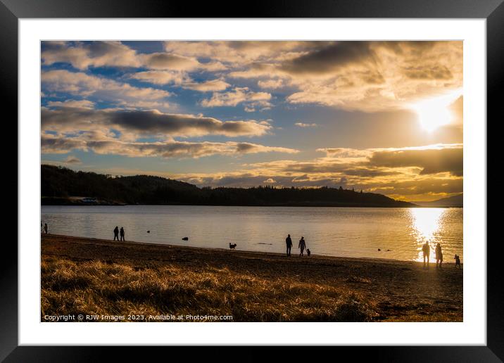 Sunset Stroll on Inverkip Beach Framed Mounted Print by RJW Images