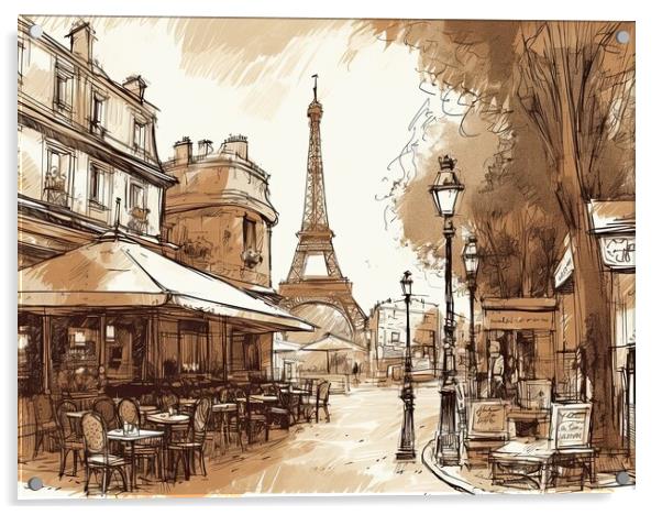 A Wonderful day in Paris - Sketch Acrylic by Erik Lattwein