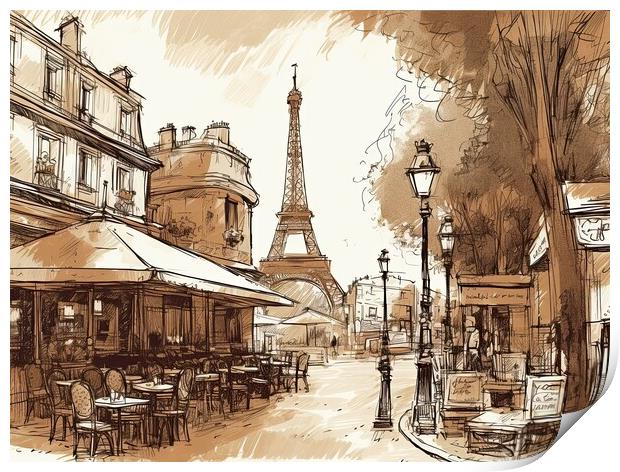 A Wonderful day in Paris - Sketch Print by Erik Lattwein