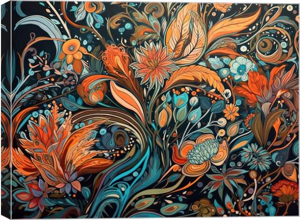 Floral patterns of organic forms and blossoms Canvas Print by Erik Lattwein
