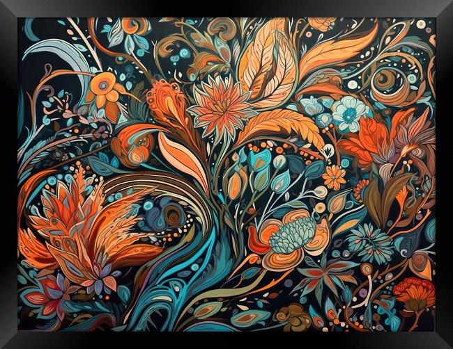 Floral patterns of organic forms and blossoms Framed Print by Erik Lattwein
