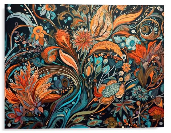 Floral patterns of organic forms and blossoms Acrylic by Erik Lattwein