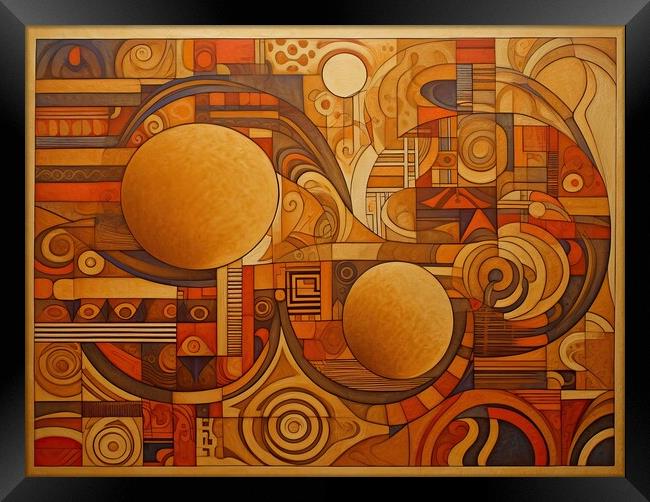 Abstract Pattern of Geometric forms in warm colors Framed Print by Erik Lattwein