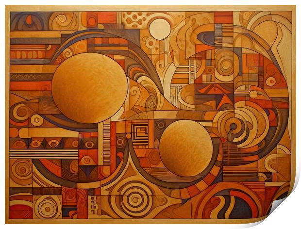 Abstract Pattern of Geometric forms in warm colors Print by Erik Lattwein