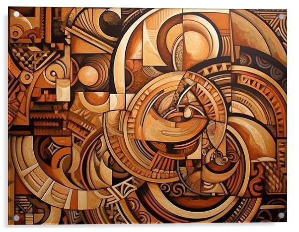 Abstract Pattern of Geometric forms in warm colors Acrylic by Erik Lattwein