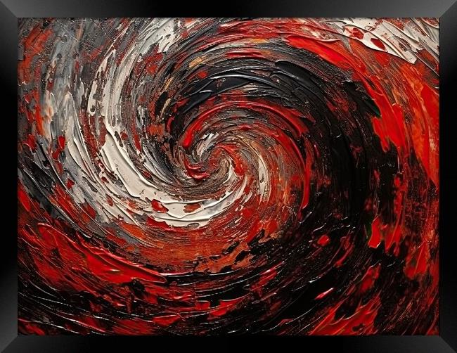 Abstract spiral in red and black Framed Print by Erik Lattwein
