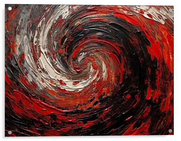 Abstract spiral in red and black Acrylic by Erik Lattwein