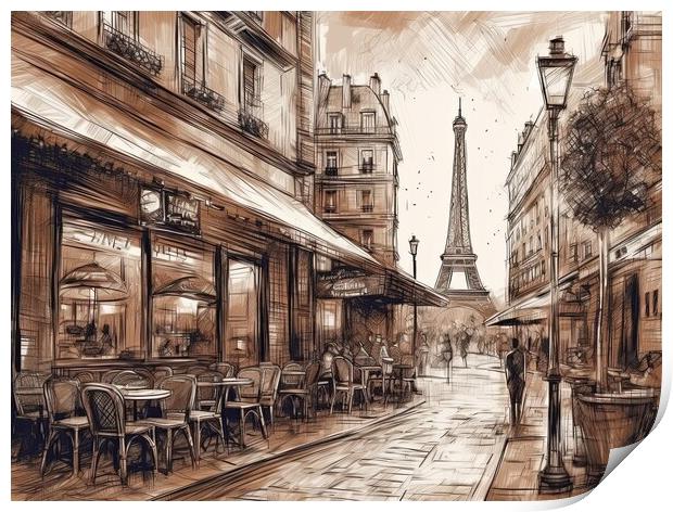 A Wonderful day in Paris - Sketch Print by Erik Lattwein
