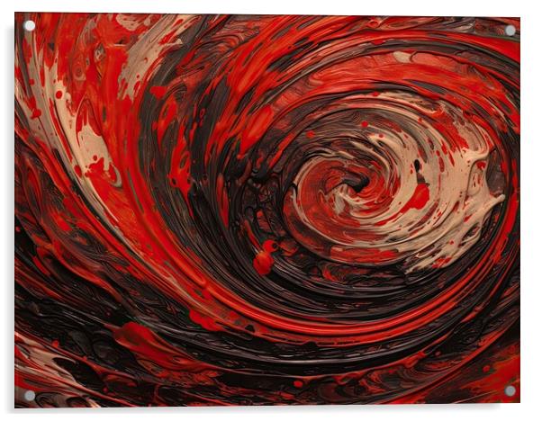 Abstract spiral in red and black Acrylic by Erik Lattwein