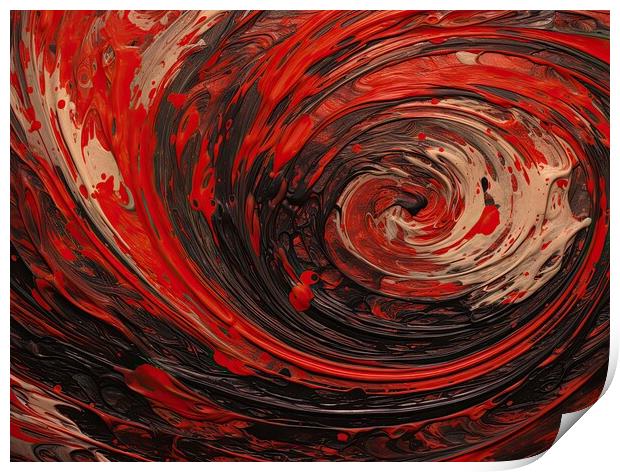 Abstract spiral in red and black Print by Erik Lattwein