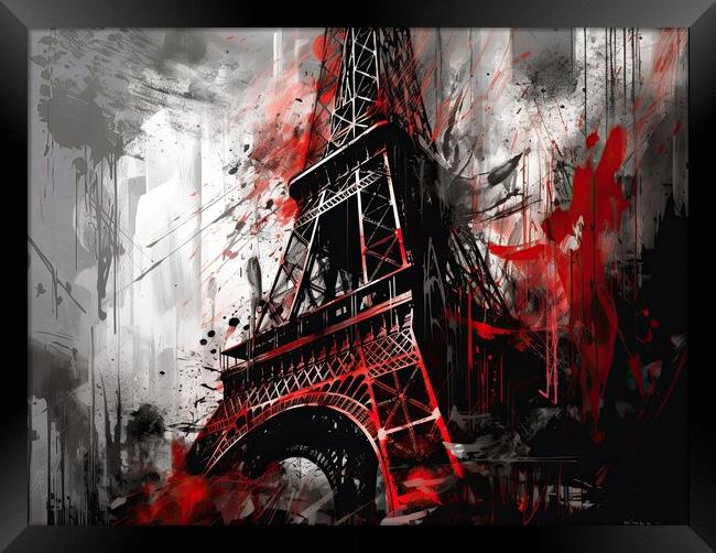 Eiffel Tower Paris - abstract painting Framed Print by Erik Lattwein