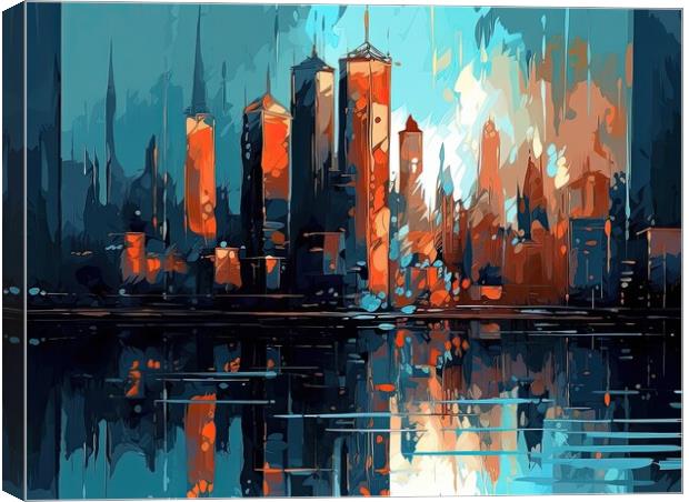 Skyline with skyscrapers Canvas Print by Erik Lattwein