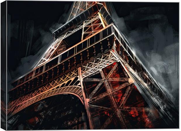 Eiffel Tower Paris - abstract painting Canvas Print by Erik Lattwein