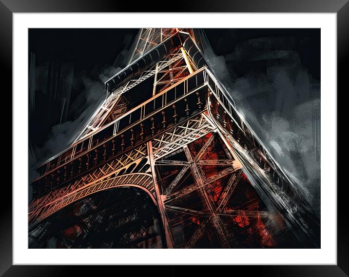 Eiffel Tower Paris - abstract painting Framed Mounted Print by Erik Lattwein